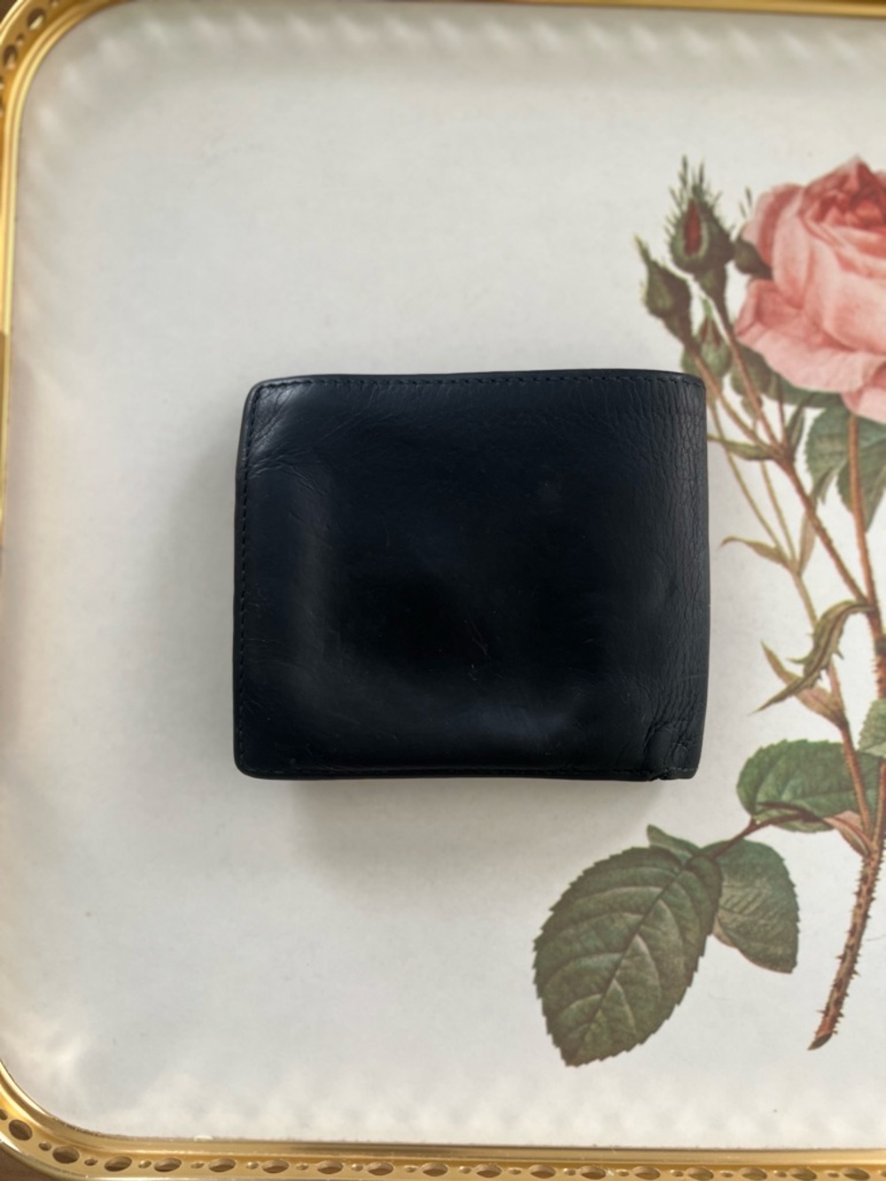 GUCCI Navy Blue Leather Bi-Fold Wallet with Interlocking G Vintage - Picture 7 of 15